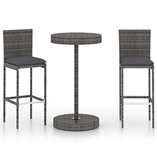 vidaXL Set Bar da Giardino 3 pz con Cuscini in Polyrattan Grigio