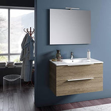 tft Mobile da Bagno Sospeso con Lavabo Specchio e Lampada a LED Luna Rovere Miele