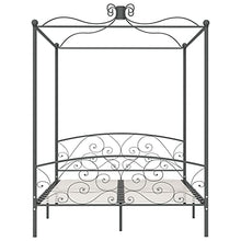 SKM Letto a Baldacchino Grigio in Metallo 180x200 cm (31.9kg)