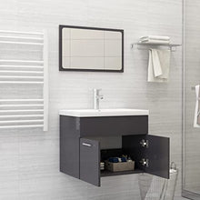 vidaXL Set Mobili da Bagno 2 pz Grigio Lucido in Truciolato