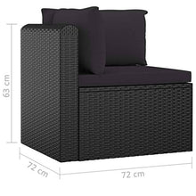 Tidyard Set Divani da Giardino 7 pz con Cuscini in Polyrattan Nero, Set divani da Giardino da Esterno, Divano angolare da Giardino