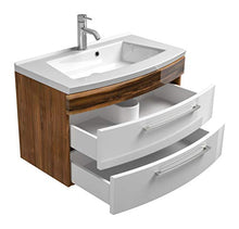 Set di mobili da bagno Malema in bianco-noce con frontale arrotondato 5 pz.