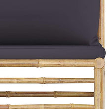 FAMIROSA Set Divani da Giardino 4 pz con Cuscini Grigio Scuro in Bambù-8244