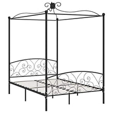 SKM Letto a Baldacchino Nero in Metallo 140x200 cm (28.2kg)