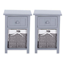 FGDSA 2 Pezzi/Set Comodino in Legno Semplice Comodino con Cassetto E Cestello Portaoggetti Divano Letto Tavolino (Grigio)