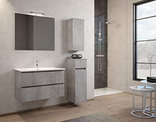 MaMa Store Atena Mobile sospeso con lavabo, Specchio e Lampada LED, Laminato Grigio Cemento L. 101 X P. 47 X H. 53 cm