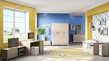 Miami Kleiderschrank 3-türig 2 Ante con Chiusura rallentata e 1 cassetto Completamente Estraibile, con Armadio e Ripiani, Legno, Grigio Chiaro Metallizzato, 52 x 146 x 200 cm