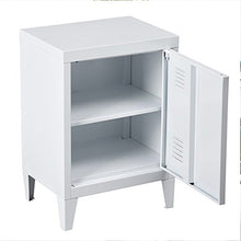 BAKAJI Mobiletto Armadietto Comodino in Metallo 2 Ripiani con Anta Dimensione 57 x 40 x 30 cm Arredamento Casa Ufficio (Bianco)