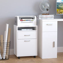 homcom Cassettiera Portadocumenti da Ufficio in Legno Bianco con 2 Cassetti, 4 Ruote Ominidirezionali, 40 x 35 x 60cm