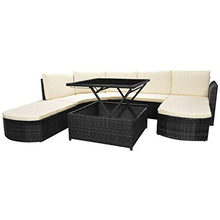 SKM Set Divani da Giardino 5 pz con Cuscini in Polyrattan Nero (71.25kg)