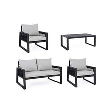 Bizzotto Set4 Salotto Captiva Nero con Cuscini Lh33 cod. 0662596