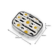 Scatola quadrata per pillole medicinali con margherite e fiori alla moda, organizer per pillole da viaggio per integratori di vitamine