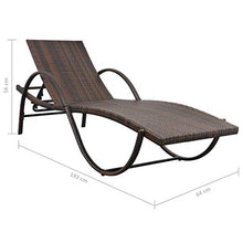 FAMIROSA Lettino Prendisole con Cuscino in Polyrattan Marrone-2883