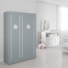 roba Armadio in Tessuto"Little Stars", 6 Scomparti, 175 x 110 x 45 cm, Grigio