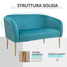 homcom Divano 2 Posti Seduta Imbottita Schienale e Braccioli, Arredamento Soggiorno, Sala, Ufficio, Verde, 124x73x76cm