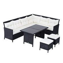 Outsunny Set Mobili Rattan da Esterno 6pz con Cuscini Giardino Nero
