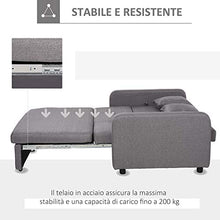 homcom Divano Letto 2 in 1 con Vano Contenitore e Design Moderno, Letto Singolo, Imbottito e Rivestito in Lino Grigio
