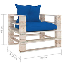 FAMIROSA Divano da Giardino in Pallet Cuscini Blu Reale in Legno di Pino