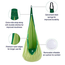 Sfeomi Sedia Sospesa per Bambini Swing Amaca a Sedia Appesa Forte e Resistente con Cuscino Gonfiabile da Esterno Interno Giardino Carico Massimo 80kg (Verde)