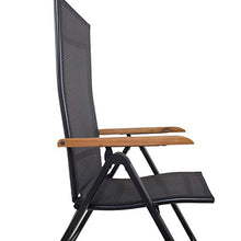 Ambientehome Sedia pieghevole in alluminio, 4 x 4 cm, braccioli in acacia nero