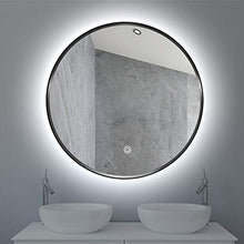 Specchio da Parete per Bagno A LED con Cornice Nera, Specchio da Bagno Retroilluminato, con Interruttore A Sfioramento, 50/60/70/80 cm, Luce Bianca/Calda