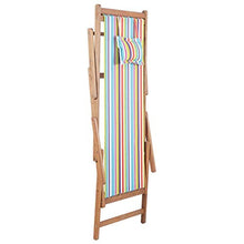 UnfadeMemory Sdraio da Spiaggia Pieghevole Tessuto Telaio Legno Multicolore