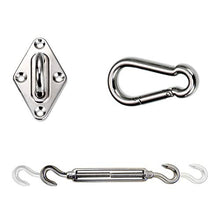 Tebery KIT di FISSAGGIO e INSTALLAZIONE per TENDA a VELA PARASOLE | 4 piastre di ancoraggio da parete | 2 tenditori e 2 moschettoni |16 boulon d'expansion | Acciaio zincato inox resistente