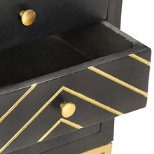 vidaXL Comodino Nero e Oro 40x30x50 cm in Legno Massello di Mango