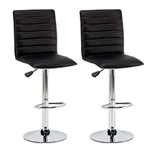 Bricozone Hubur - Sgabelli da Bar in Similpelle con Struttura Lucida Cromata, Sgabello Girevole e Regolabile, Sgabello con Schienale per Casa Bar Cucina, 2 Pezzi (Black)
