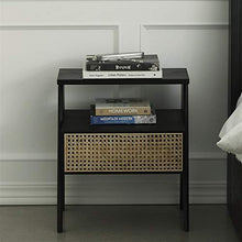 Moda Comodini casa Moderna Semplice Classico Originale Design Camera da Letto Rattan Cera Bianca Legno Bagagli a Doppio Strato (Color : S1)