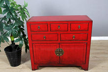 Yajutang Cassettiera cinese credenza 2 ante 5 cassetti rosso