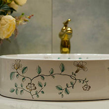 Jgophu Lavandino da bagno in ceramica con orchidea dorata dipinta a mano