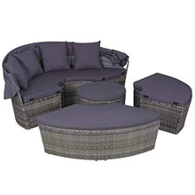 Tidyard Set 13 pz Divani da Esterno Giardino/Divano da Giardino Cuscini e LED in Polyrattan Grigio