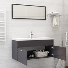 vidaXL Set Mobili da Bagno 2 pz Grigio Lucido in Truciolato