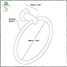 LH Handy ring muro - Portasciugamani appendino da muro, in acciaio, ideale anche per legno e cartongesso - 100% Made in italy - cromato