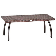 Outsunny Tavolino in Rattan Sintetico da Esterno, Giardino, Terrazzo Impermeabile Marrone 90x50x35cm