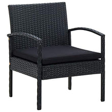 FAMIROSA Set Divani da Giardino 4 pz con Cuscini in Polyrattan Nero