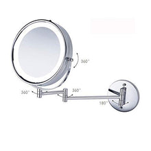 Specchio da Bagno a LED con Specchio da Trucco a Specchio Struttura Pieghevole Rotazione a 360 ° Funzione di Zoom della Superficie dello Specchio HD Specchio a LED Argento da 8,5 Pollici