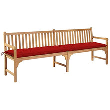 vidaXL Panca da Giardino con Cuscino Rosso 240 cm in Massello di Teak