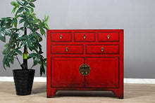 Yajutang Cassettiera cinese credenza 2 ante 5 cassetti rosso