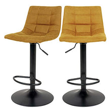 Selsey Kirme - Set di due sgabelli da bar - sedie - tessuto in velluto di senape - design moderno