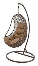 VERDELOOK Poltrona pensile in Rattan con Morbido Cuscino, 105x105 cm Altezza 186 cm, Beige
