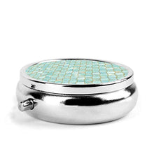Aqua and Gold - Contenitore rotondo per pillole con 3 scomparti, in metallo, per medicina e vitamine, per viaggi all'aperto