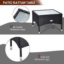 LUGEUK Tavolo Combinato per mobili da 3 Pezzi e 2 sedie terrazza Rattan Rattan con Cuscino