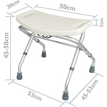 PrimeMatik - Sgabello per Doccia e Vasca Pieghevole Antiscivolo e Regolabile in Altezza 50x30 cm