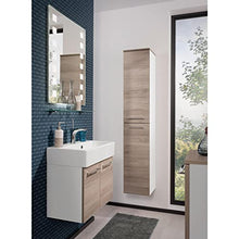 FACKELMANN - Set di mobili da bagno, 5 pezzi, colore: Marrone Lima - Specchio da bagno con lavabo in ceramica, 60 cm e LED