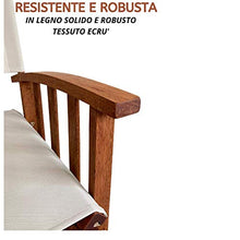 PiuShopping Set Sedie da Regista Pieghevoli in Legno da Esterno per Giardino, Ecru, Poltrone Richiudibili con Braccioli - 55x51x84h