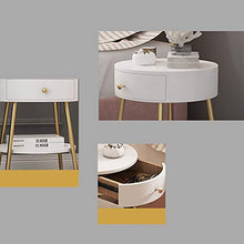 Comodino HAIZHEN Nordic Bianco/Oro cassetto e ripiano, Struttura in MDF/Acciaio