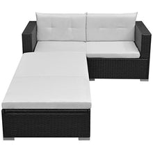 Festnight Set Divano/Divano Letto Modulare con 2 Posti da Giardino/Patio/Balcone/Piscina/Esterno in Polirattan Nero
