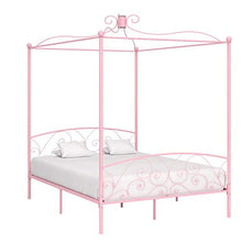 SKM Letto a Baldacchino Rosa in Metallo 180x200 cm